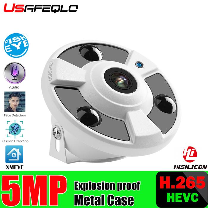 GOKE 5MP ONVIF IP Camera 1.7MM Fisheye Lens Panoramic Camera 180