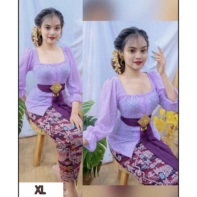 Kebaya Bali Sabrina Krinkle Sifon Dot Rubia Lengan Kerut Choice