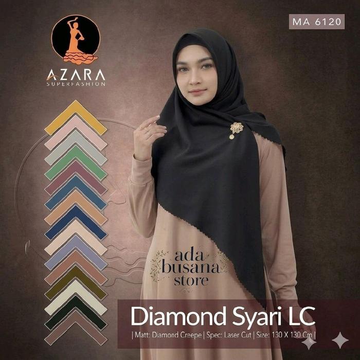 Hijab Segi Empat Diamond Syari LC 130x130 Azara Superfashion - Jilbab Jumbo Lasercut Tebal Polos
