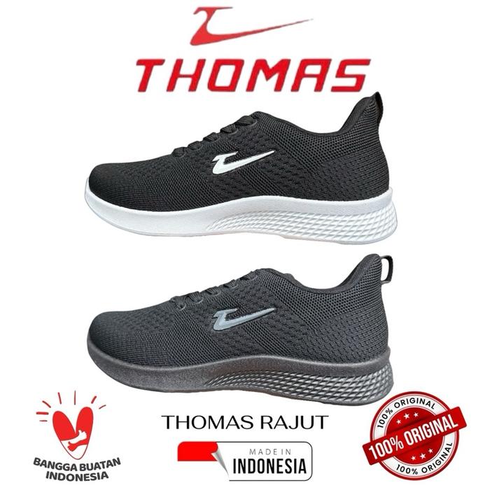 SEPATU SEKOLAH THOMAS TALI BESAR HITAM PUTIH HITAM