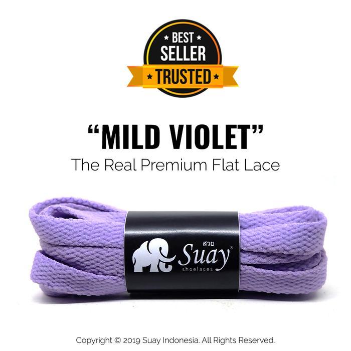Suay Tali Sepatu Gepeng Flat Warna Ungu Muda Mild Violet - Panjang 110Cm Lebar 8Mm - The Real Premiu