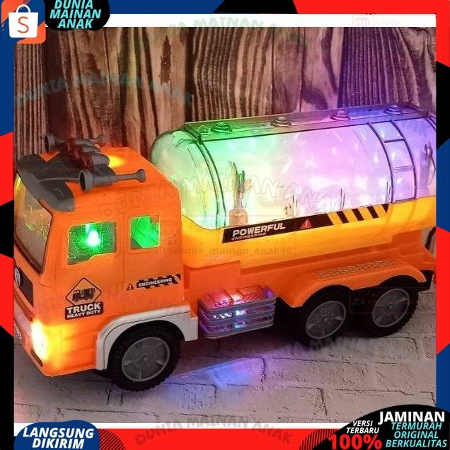 Truk tangki lampu Mainan truk tangki bump & go mainan mobil truck builder tank truk molen Bersuara D