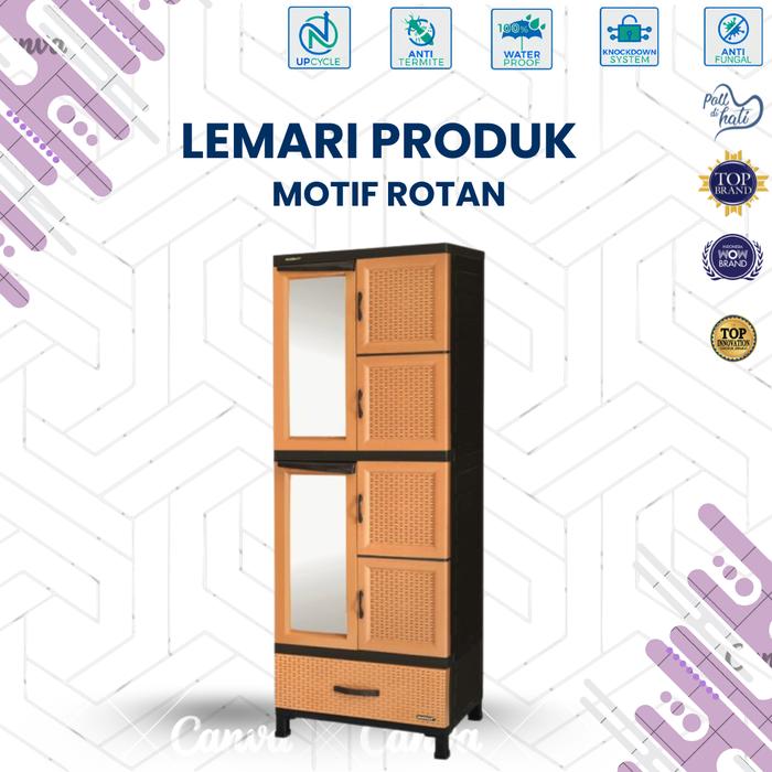 LEMARI PLASTIK MOTIF ROTAN ESTETIK CRS