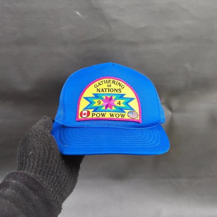 Topi Vintage Trucker Rope Hat Unisex Pria Wantia GATHERING OF NATION - Yupoong Biru