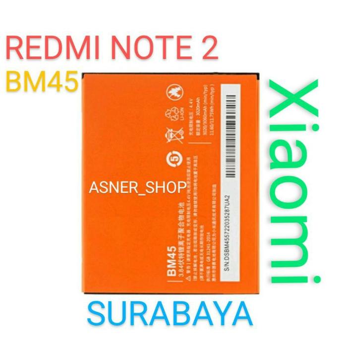Baterai Xiaomi BM45 Redmi Note 2 BM-45 Note2 Bat Bateray Model Original