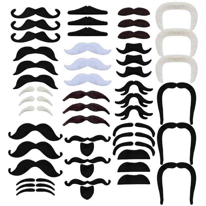 BRZ Set 48Pcs Kumis Jenggot Palsu Brewok Brengos Cocok Untuk Halloween, Kostum Bajak Laut, Cosplay, 