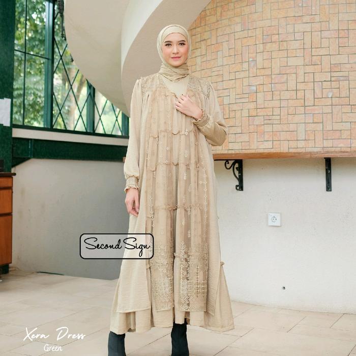 SecondSign - Xera Dress | Dress Gamis Wanita Panjang Tali L Mix Brookat Muslim Dewasa Simple Remaja 