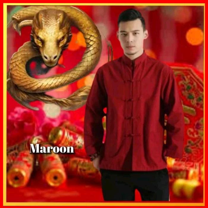 Baju Tradisional China Pria Maroon