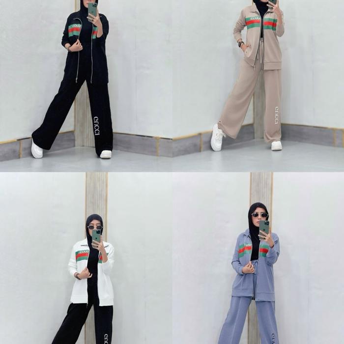setelan knit zipper gucci