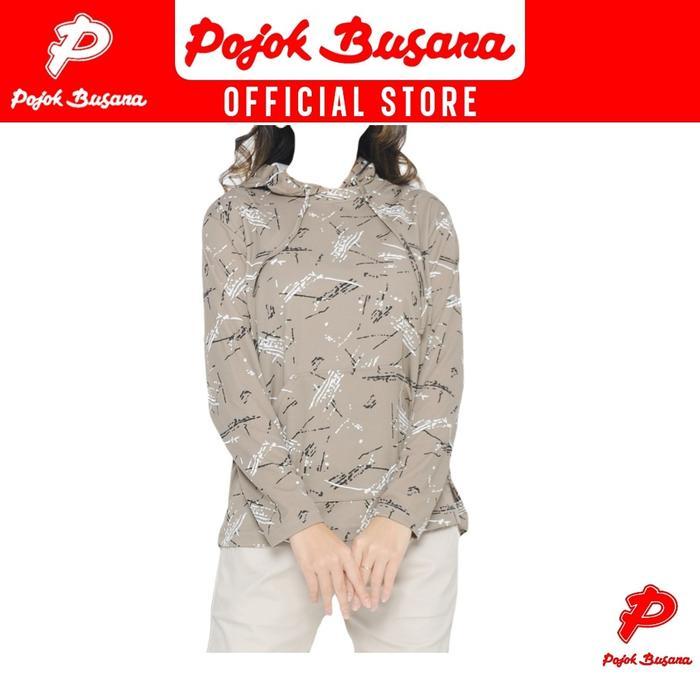 Pojok Busana Jacket Sweater Hoodie Wanita Graphic Design - Abu (Abstract), M