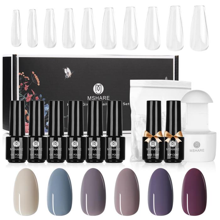 MSHARE 10pcs Nail Gel Polish Set Kits with Nail Dryer Gel Polish Nail