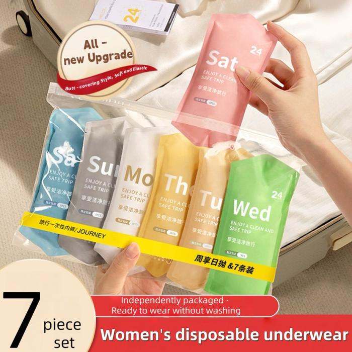 【COD Spot】Celana Dalam Wanita CD Sekali Pakai Isi 7 Pcs | CD Disposable Katun | CD Wanita Travel cel
