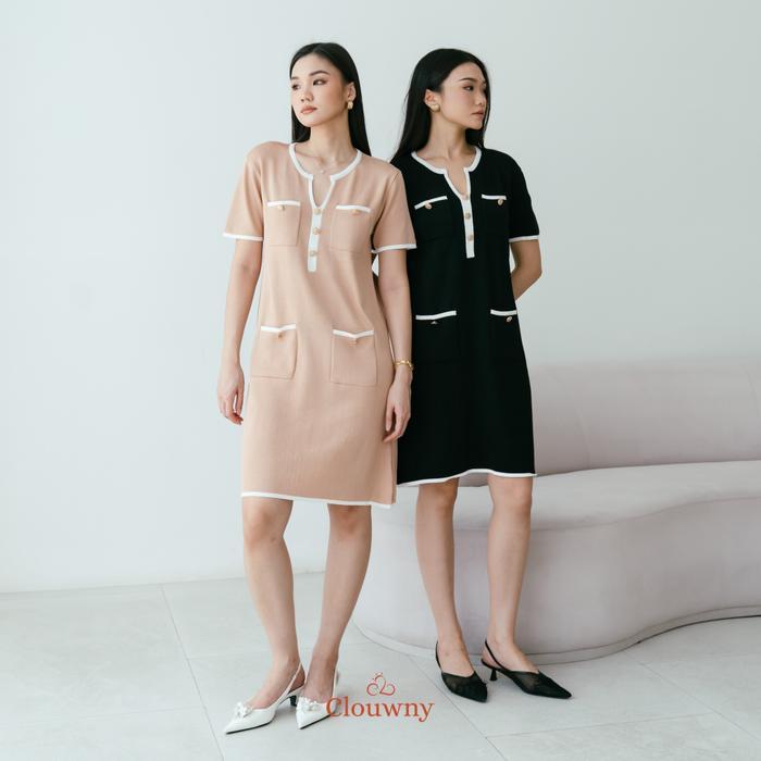 Best Seller Clouwny Ventura Knit Dress Wanita Lengan Pendek Simple Elegant Premium Knit Fit To Xxl G