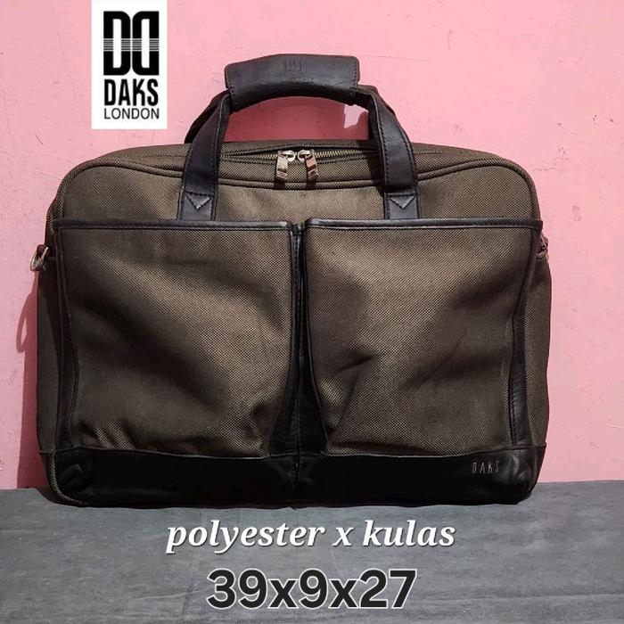 Preloved DAKS Tas Kantor/Kerja/Messenger/Briefcase Laptop 15inch /Dokumen F4 Canvas-Polyester Yellow