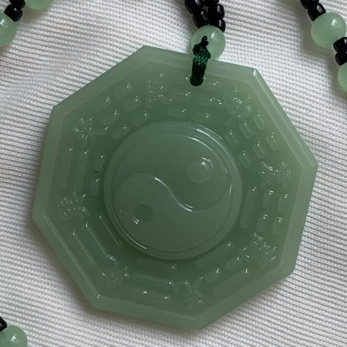 Kalung Giok Yin Yang - Kalung Batu Giok Hijau Burma Liontin Yin Yang