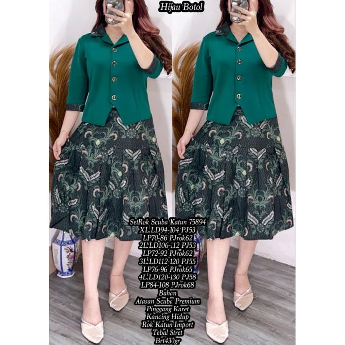 FER 75894 SETROK SCUBA KATUN / SET ROK BATIK / SET GEREJA WANITA / READY / REALPICT