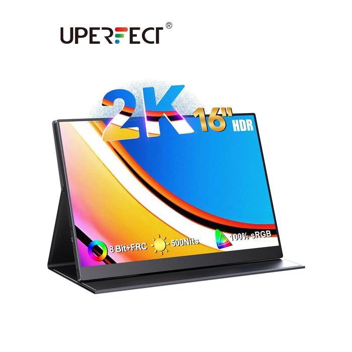 UPERFECT 2.5K Portable Monitor 16 Inch 500 Nits 8 Bit FRC Frameless