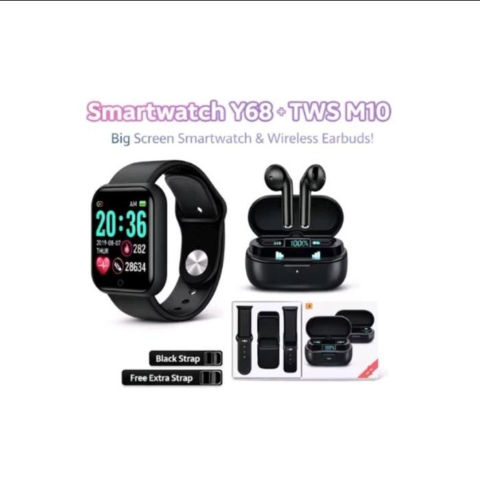 smartwatch y68 dan tws m10 jadi lebih murah