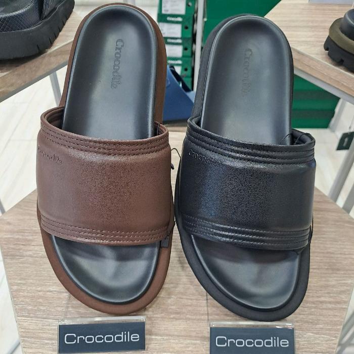 Crocodile Sandal Pria Kulit Asli Sol Karet Empuk Nyaman untuk Sehari-hari