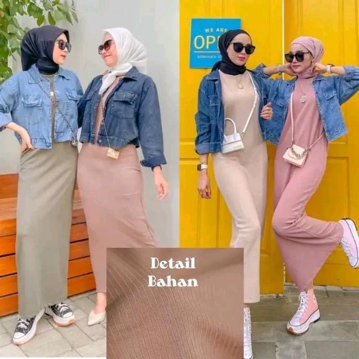 Inner Dress Tanpa Lengan / dress Rajut /daleman baju Gamis terlaris / span panjang bahan MANGGo knit