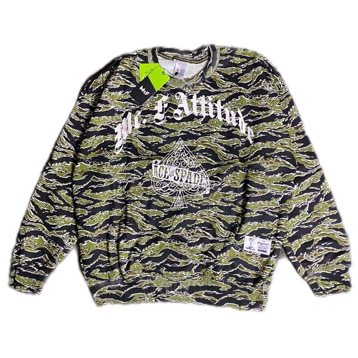 SWEATER DISTRO PRIA DAN WANITA CREWNECK OVERSIZE MOTIF LORENG BAND MOTORHEAD - ACES OF SPADES LOGO U