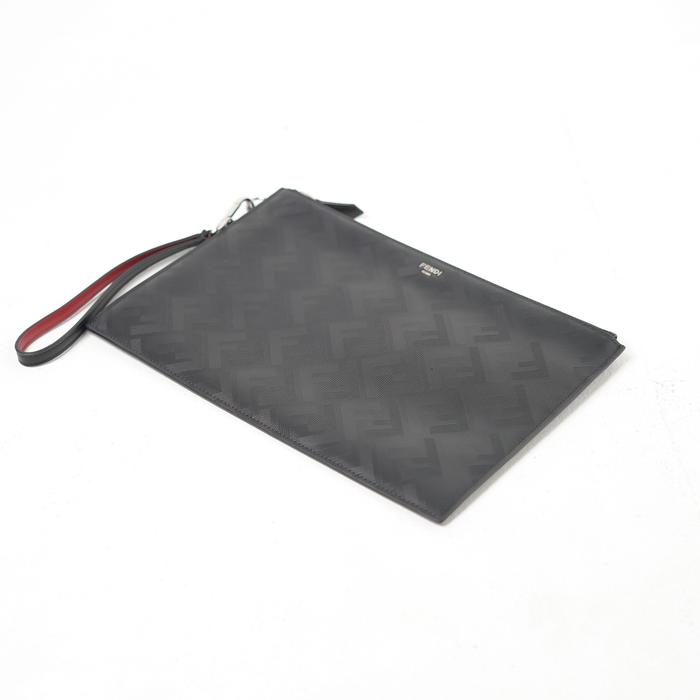 Tas FENDI F DIAGONAL BLACK LEATHER CLUTCH WITH HANDLE 100% ORIGINAL