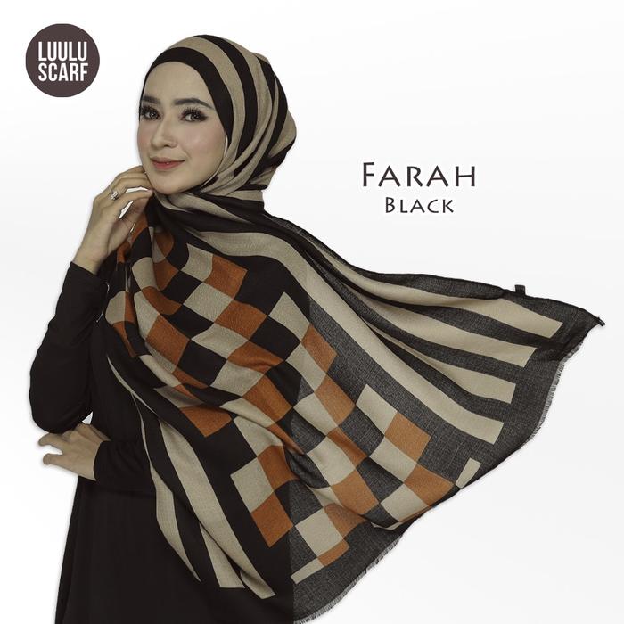 Luulu Scarf FARAH - Hijab Pashmina Motif Katun Tyrex Halus Tebal Lembut Adem 180x90 cm Kode FARAH