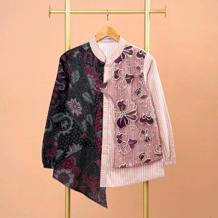 Atasan wanita Batik DAISY Burgundy A1166