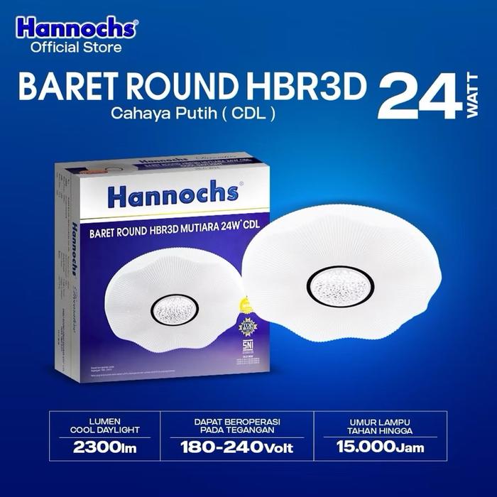 HANNOCHS LAMPU DOWNLIGHT LED BARET ROUND HBR3D 24W CAHAYA PUTIH