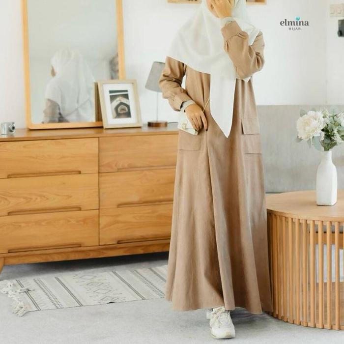 Elmina Halimah ess Gamis 2024 Ps Pastel Raya Simple Minimalis Sage Green Hijau Space Grey Abu Putih 