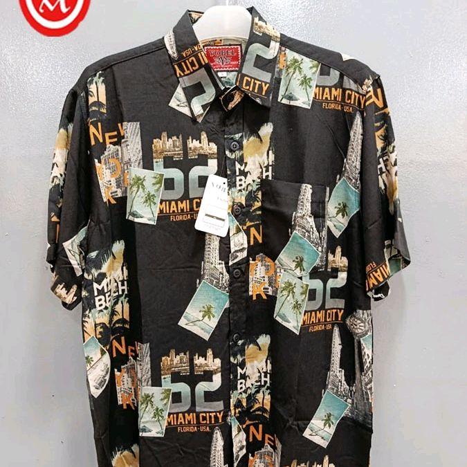 kemeja lengan pendek pria dewasa yobel rayon motif kancing depan size L