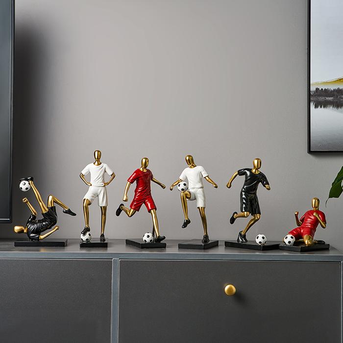 Creative Modern Figure Statue Playing Football Ornament Softcover