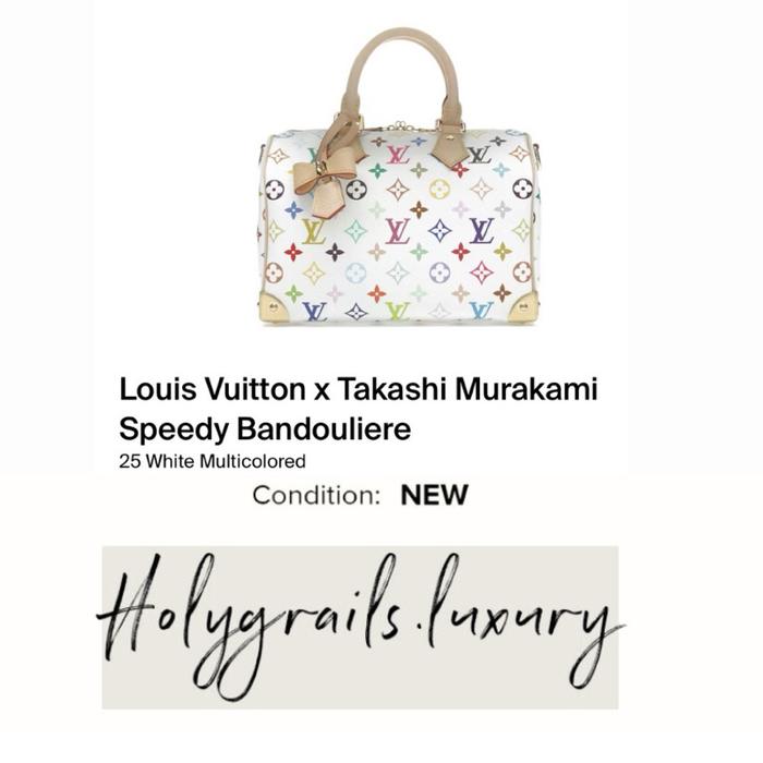 Louis Vuitton X Takashi Murakami Speedy Bandouliere 25 White Multicolor 100% Original