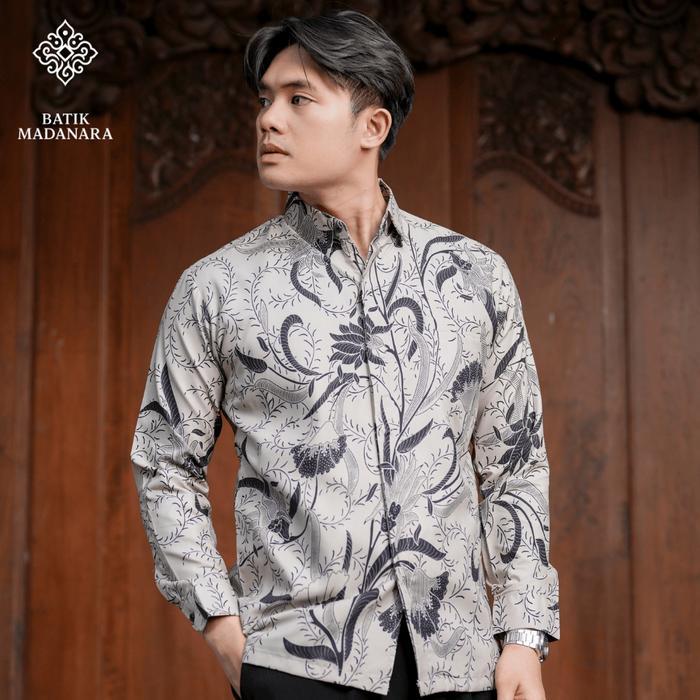 Batik Madanara Motif Pakis Hutan - Kemeja Batik Pria Slimfit Premium Lapis Furing Lengan Panjang Bah