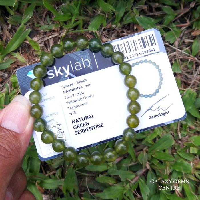 Gelang Permata Batu Green Serpentine Include Certificate Memo