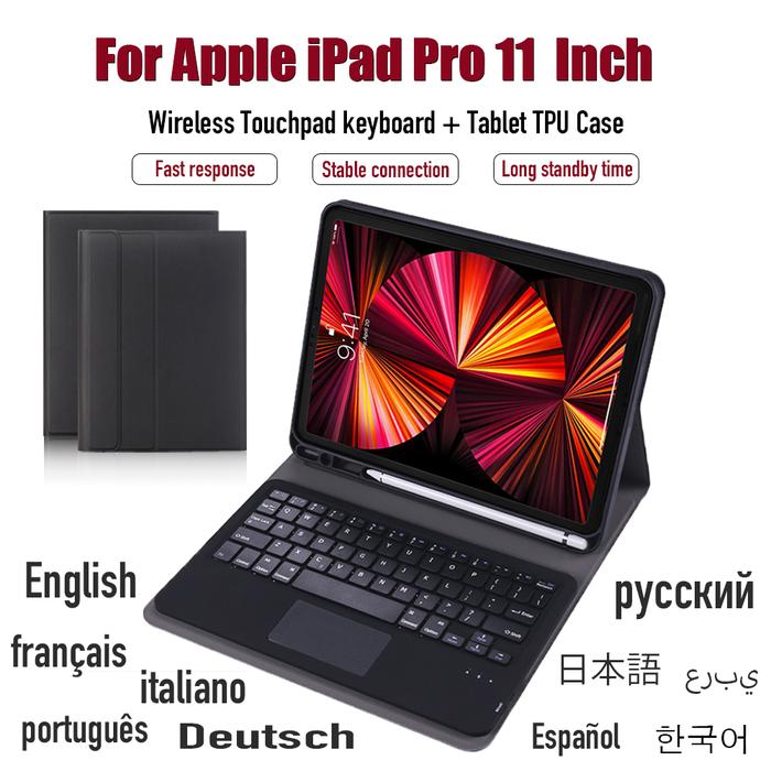 Detachable Wireless Bluetooth Touchpad Keyboard Case For Apple iPad