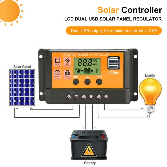 100A Solar Charge Controller LCD Display Solar Panel Battery