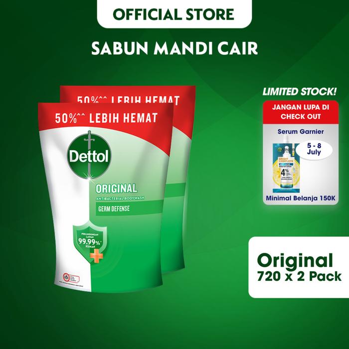Dettol Sabun Mandi Cair Original Anti Bakteri 720gr (2 pcs) Refill - Body Wash Antibacterial