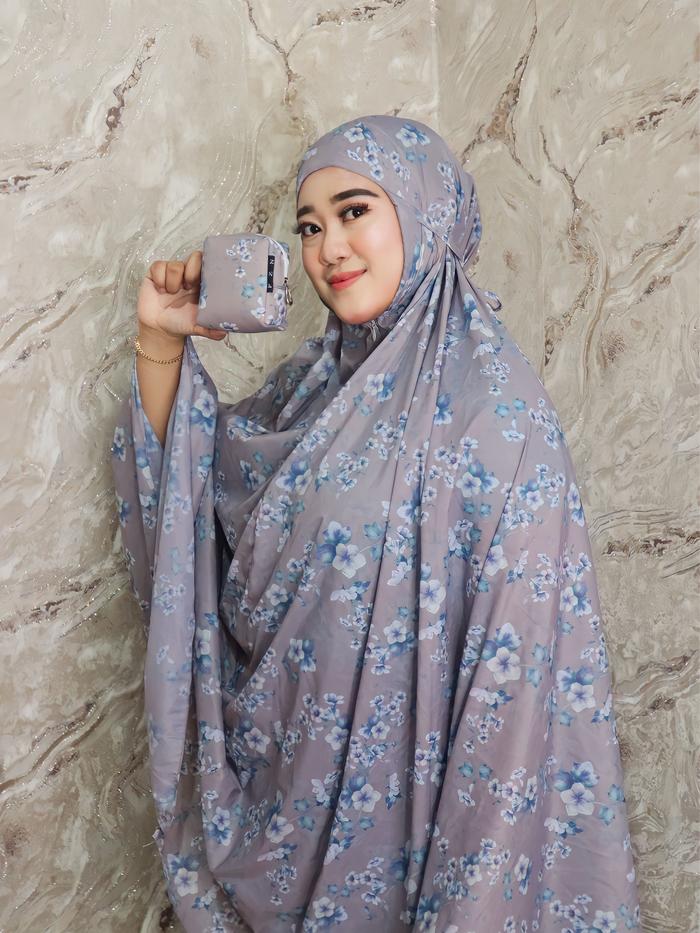 Fanellabordir Mukena Travelling Motif Mini Pouch Bahan Parasit Korea Ukuran Dewasa Traveling Cantik 