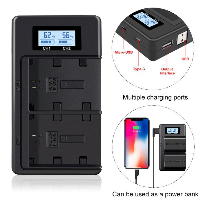 PALO NP-FZ100 NPFZ100 NP FZ100 Battery Charger for Sony NP-FZ100,