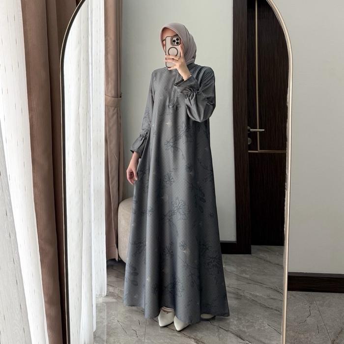LAUDYA DRESS-Dress muslim wanita bahan julia silk motif terbaru