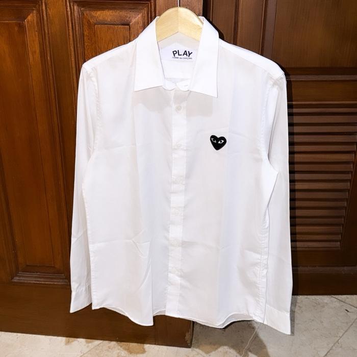 Comme Des Garcons Kemeja Play CDG White Shirt Lengan Panjang Putih Size M-L Kondisi Baik Authentic M