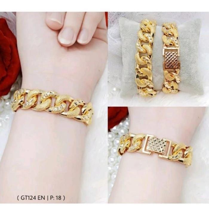 GELANG TANGAN TITANIUM SISIK NAGA BESAR PERMATA