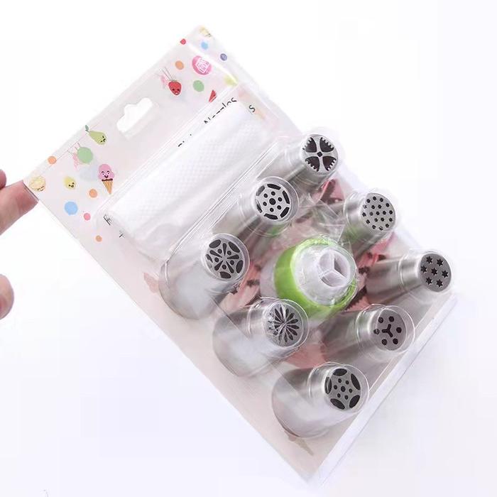 Spuit Rusia Set isi 9 pcs Spuit Kue Butter Cream Import Russian Set