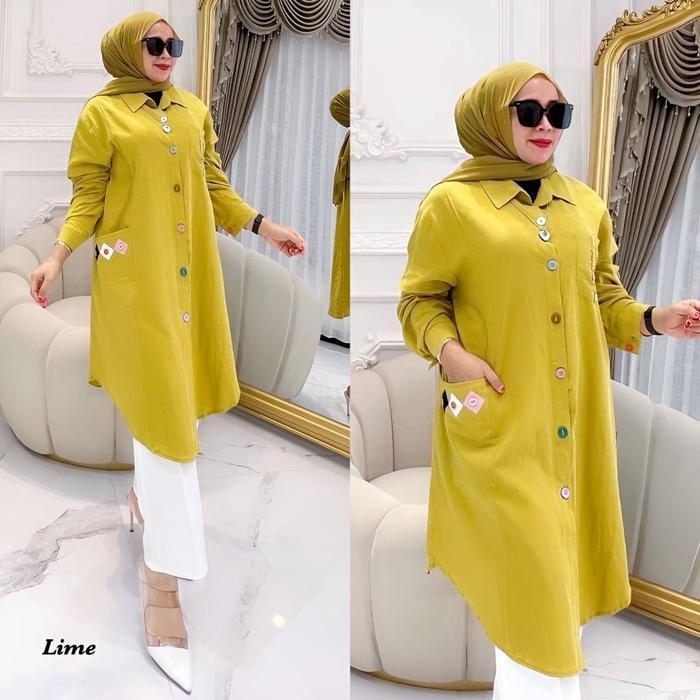New TUNIK KUNING LEMON SIZE XXL LD 110CM/ TUNIK BUSUI CRINKLE AIRFLOW OUTF
