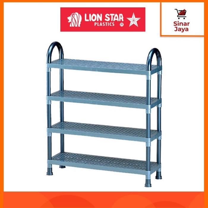 READY LION STAR A-47 (4 SUSUN) Shelf Stand / Rak Sepatu Plastik Datar 4 Susun