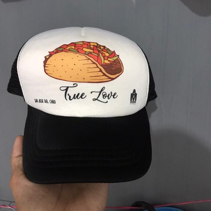 Topi San Jose Del Cabo True Love dengan Desain Taco dan Tulisan Elegan untuk Gaya Anda