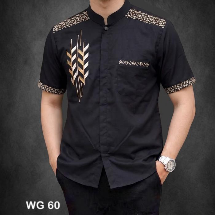 Baju Koko Lengan Pendek Bordir Desain Elegan & Nyaman Cocok untuk Berbagai Acara Detail Bordir Menam