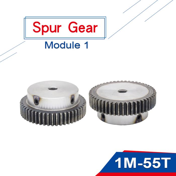 Spur Gear 1M55T Bore Size 6 / 8 / 10 mm Motor Gear Low Carbon Steel