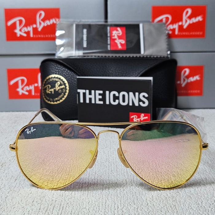 Kacamata Rayban Aviator RB3025 112/Z2 58 Gold Lens Mirror Pink Original